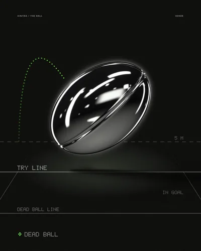 The ball, in the ground