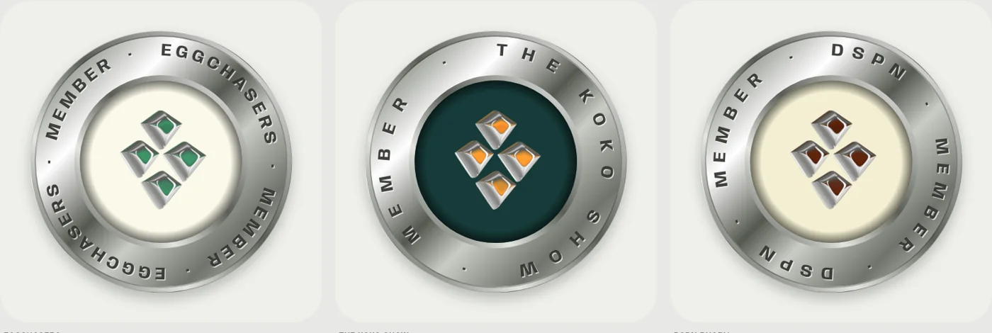 Show coins in chrome and enamel.