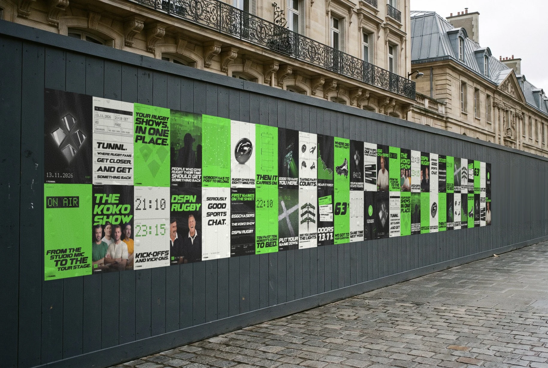 The Paris hoarding with the full poster set pasted twice, 54 sheets