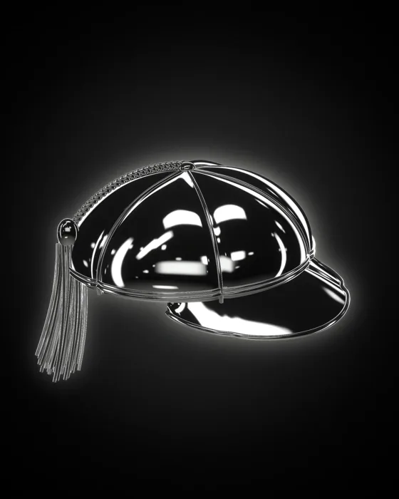 The honours cap in chrome, turning