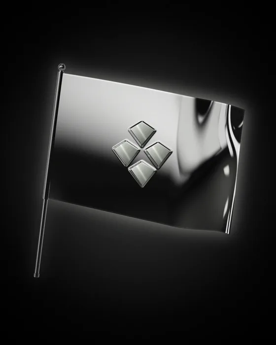 The fan flag in chrome, turning