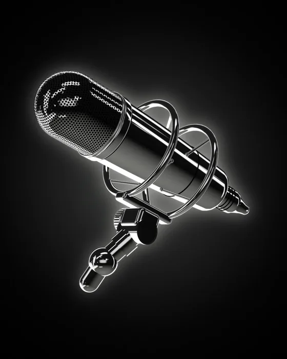 The microphone in chrome, turning