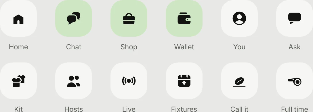 Icons in the app