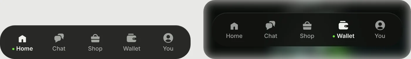 The tab bar and its icons